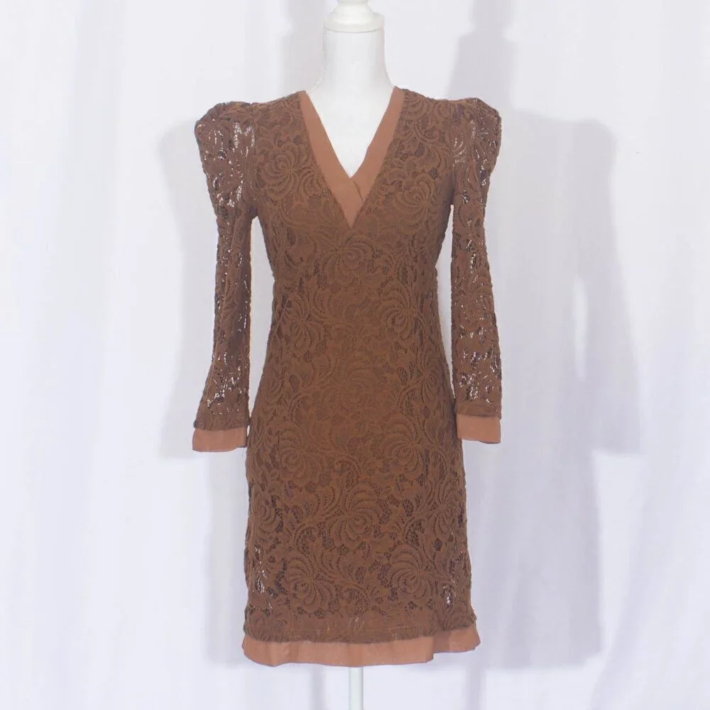 FREE PEOPLE Puff Sleeve Lace Dress Size S